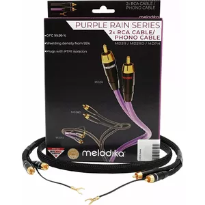Turntable cable Melodika MDPHD10 Purple Rain Black Edition — 1 m, 2xRCA PHONO with grounding lead