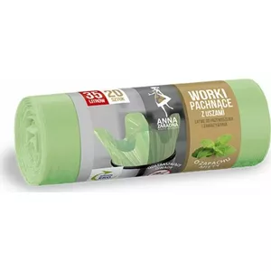 Trash bags with handles Anna Zaradna 35 L, 20 pcs, mint-scented