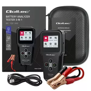 Battery analyzer QOLTEC 52489 with LCD display, 6V 3-in-1