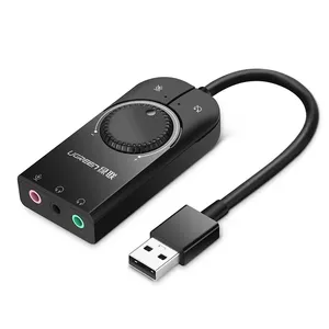 Внешняя USB 2.0 звуковая карта UGREEN 40964 с регулятором громкости и кнопкой Mute