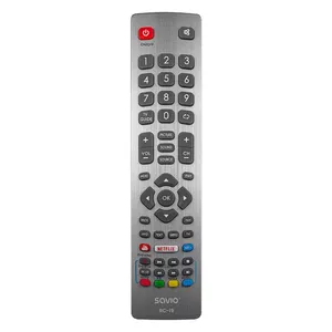 Universal remote control SAVIO RC-19 for Sharp, 47 buttons, grey, 10 m range, plastic housing