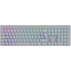 Bezvadu RGB tastatūra CANYON HKB-W11, UK/US izkārtojums, divējā režīmā, pelēka