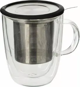 Tea infuser mug ATMOSPHERA Louie 300 ml — ceramic cup with stainless steel infuser