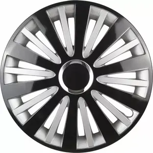 Riteņu pārsegs Leoplast Falcon 14" melni‑sudraba — vāciņš 14 collu riepām