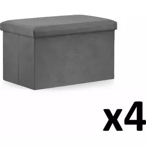  Leobert Saliekamais pufs XL - 60x38x38cm samta pelēks x 4
