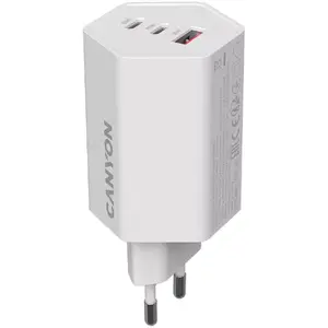 Зарядное устройство CANYON HEXAGON 65 GaN 65W 2xPD 1xQC EU White CND-CHAHEX65W