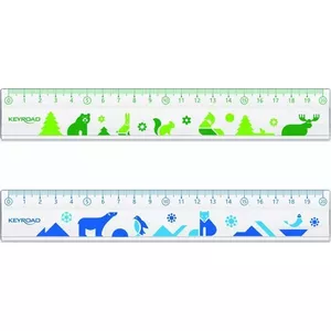 Ruler Keyroad Linijka plastic 20 cm transparent with decorative print and hanging hole