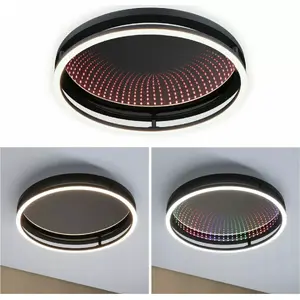Griestu lampa Paulmann Plafoniera SPACEGLOW ONE LED 3D DIM RGB 38W 3900 lm 3000–6500K ar pulti, 230V, matēti melns metāls