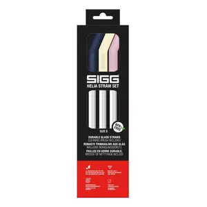 Glass water bottle set Sigg Helia Straw Set Night Small 0.45 L — borosilicate glass, 3 pieces