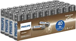 Щелочные батарейки Philips LR6A40F-10 – 40 штук, тип AA (LR6)