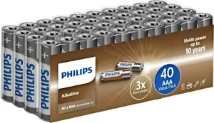 Alkaline AAA Batteries Philips LR03A40F-10 — 40-pack, size AAA (LR03)