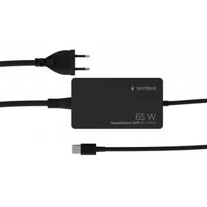 USB Type-C ātrs lādētājs Cablexpert NPA-AC-PDQC65-01 65W Power Delivery GaN kabelis