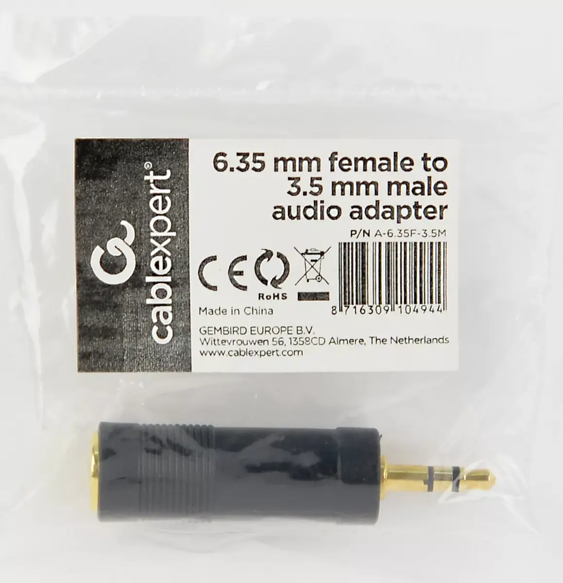 Cablexpert 6.35F to 3.5M gender changer Photo 2
