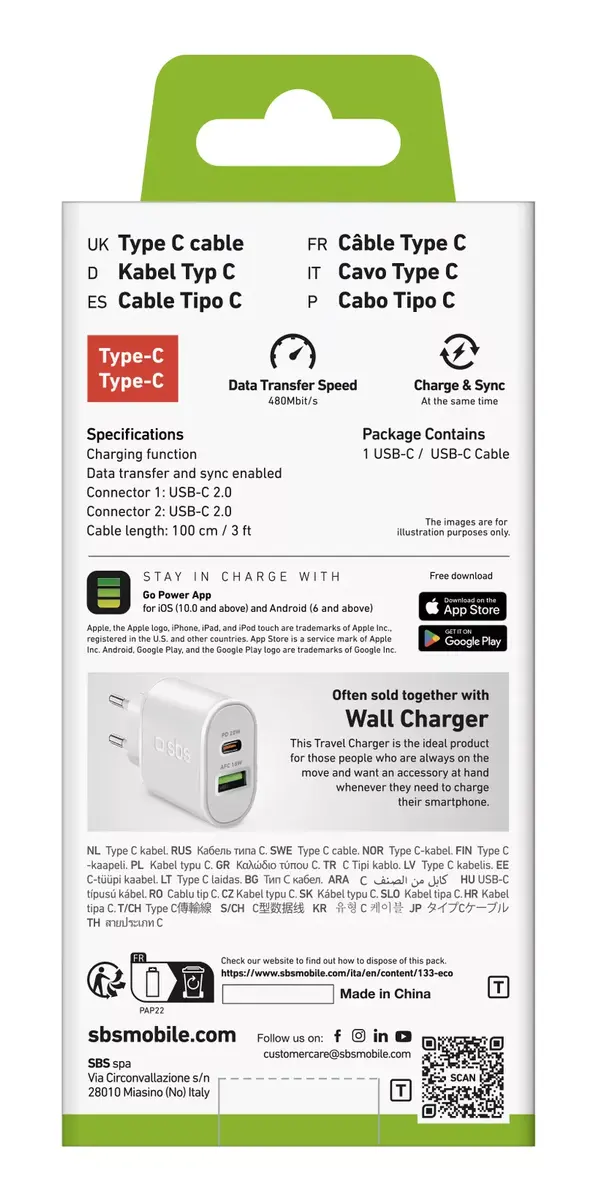 USB Cable SBS TECABLETCC10W Photo 3