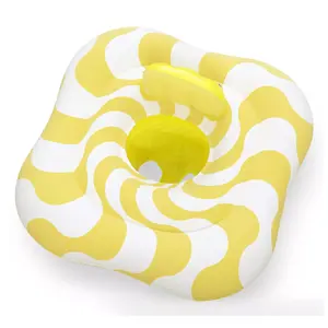 Надувной детский круг-лодочка Bestway Swim Safe ABC Comfort Plush Wavy Square 2-слойный (белый/жёлтый)