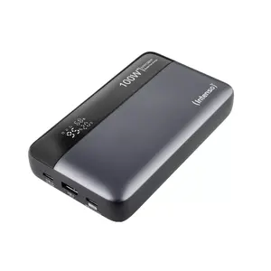 Power bank INTENSO 7350050 — 20000 mAh, 1× USB-A un 2× USB-C, kopējā jauda 100 W, melns/pelēks