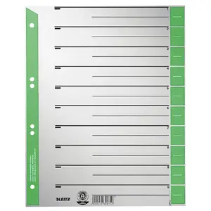 Cardboard Numeric Tab Index LEITZ 16520055 — Green/Grey, 240×300×1 mm