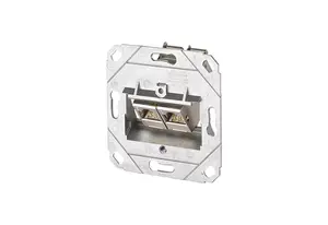 Socket-outlet MetzConnect E-DAT 2x UP0 Cat.6A RJ-45 Silver, metal housing, 69.9×69.9×32.9 mm