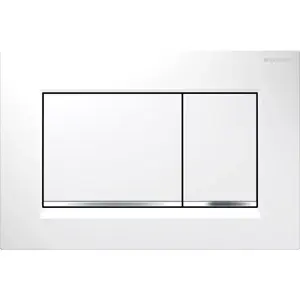 Flush plate GEBERIT 115.883.KJ.1 — White and Chrome, 246×164×12 mm