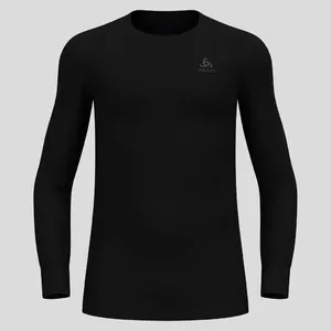 Bāzes slāņa krekls Odlo The Active Warm — garām piedurknēm, pieguļošs, 100% poliesters, pretmikrobu, mitruma novadīšana, pārstrādāts materiāls, izm. L, melns