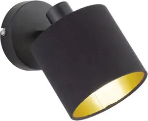 Wall spot TRIO Tommy R80331079 — metal black matte with black/gold fabric shade