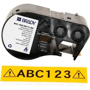 Label roll for Brady printers M4C-1000-595-YL-BK — compatible with BMP41/BMP51/BMP53/M511