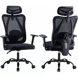 Biroja krēsls Mozos ERGO-X Black — ergonomisks, regulējams, ar jostasvietas atbalstu un grozāmu pamatni