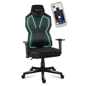 Spēļu krēsls huzaro Combat 6.2 Black RGB — ergonomisks ar sietu, polsterēta sēdvieta, regulējama augstums 45–55 cm, max slodze 140 kg