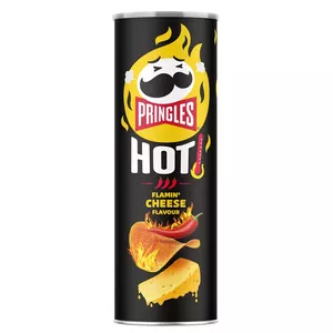 Uzkoda Pringles Hot Cheese & Chili 160 g — pikantas kartupeļu nūjiņas ar siera garšu