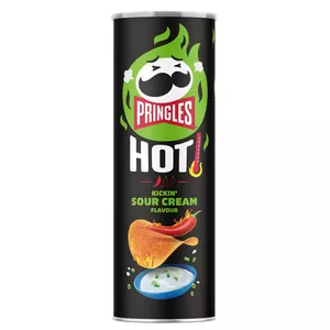 Kartupeļu čipsi Pringles Hot Kickin Sour Cream 160 g — asa skābā krējuma garša