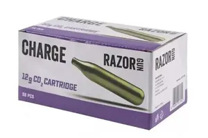 CO2 cartridges RazorGun 12 g — box of 50, compressed gas, silver