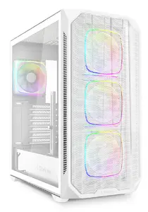 Sharkoon AK5M RGB Midi Tower PC Case White ATX, Micro ATX, Mini-ITX with Tempered Glass and 3x 120 mm Front Fans