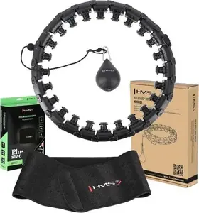 Hula Hoop Set HMS HHW12 with Lugs and Removable Weights, Includes BR163 Plus Size Belt (Black)