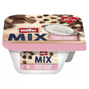 Yogurt Müller MIX with chocolate hearts 5.1% fat 130 g