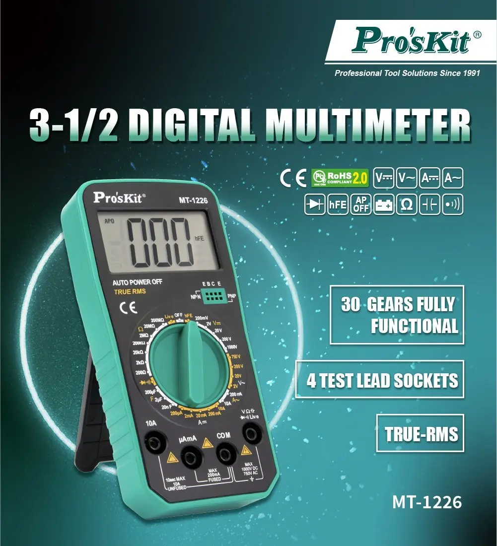 Digital Multimeter Pro'sKit MT-1226 TRMS Photo 2