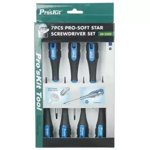 Набор отверток Proskit SD-2302 — 7 предметов, разные наконечники, изолированные рукояти