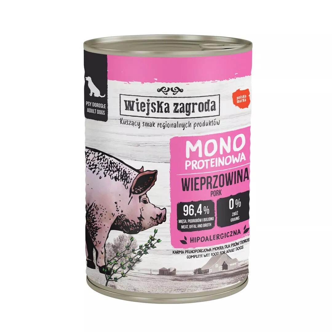 Mitrā barība suņiem wiejskazagroda Mono-protein Pork
