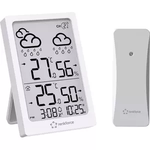 Wireless Weather Station Renkforce RF-6416472 — white, indoor/outdoor temperature display