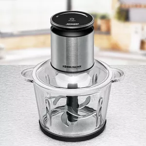 Electric food chopper Rommelsbacher MZ 800, 800 W, 2.7 L glass bowl, 9 stainless steel blades, 22-speed control, black stainless steel