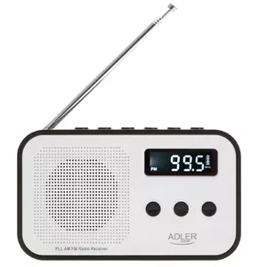 Портативное цифровое радио Adler AD 1907 — AM/FM, цифровой тюнер, будильник, USB-C, аккумулятор 600 mAh, ЖК-дисплей, 20 предустановок