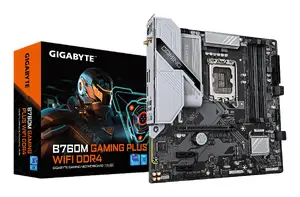 Материнская плата GIGABYTE B760M GAMING PLUS WIFI DDR4, LGA 1700, Micro ATX, чипсет Intel B760, поддержка процессоров Intel Core 14-го поколения