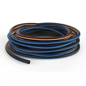 Garden hose Fiskars 1027102, 20 m, above-ground, black/blue/orange