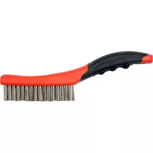 Wire brush YATO YT-6338 — plastic housing, PVC and rubber handle, length 260 mm, black/orange
