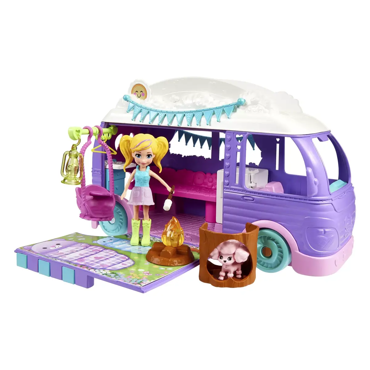 Action/Adventure Mattel Polly Pocket Glamping Camper Van Photo 2