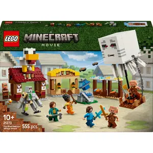 LEGO Minecraft buildable scene Ghast Balloon Attack 21273 — 555 pieces, 6 minifigures, 180 mm height