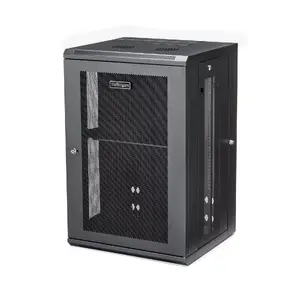 Настенный 4-стойчатый сетевой шкаф StarTech RK1820WALHM, 18U 19" с откидной дверцей, полка 1U, нагрузка до 90 кг, черный
