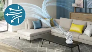 Ample airflow stream for whole-room air circulation