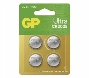 Coin cell battery GP CR2025 3V — 4 pack (GPCR2025ULT370C4)