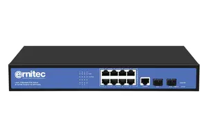 Ernitec ELECTRA-M08-1GB-150W pārvaldāms L2/L2+ tīkla komutators ar 8 Gigabit Ethernet RJ-45 portiem, PoE atbalstu un statīva montāžu