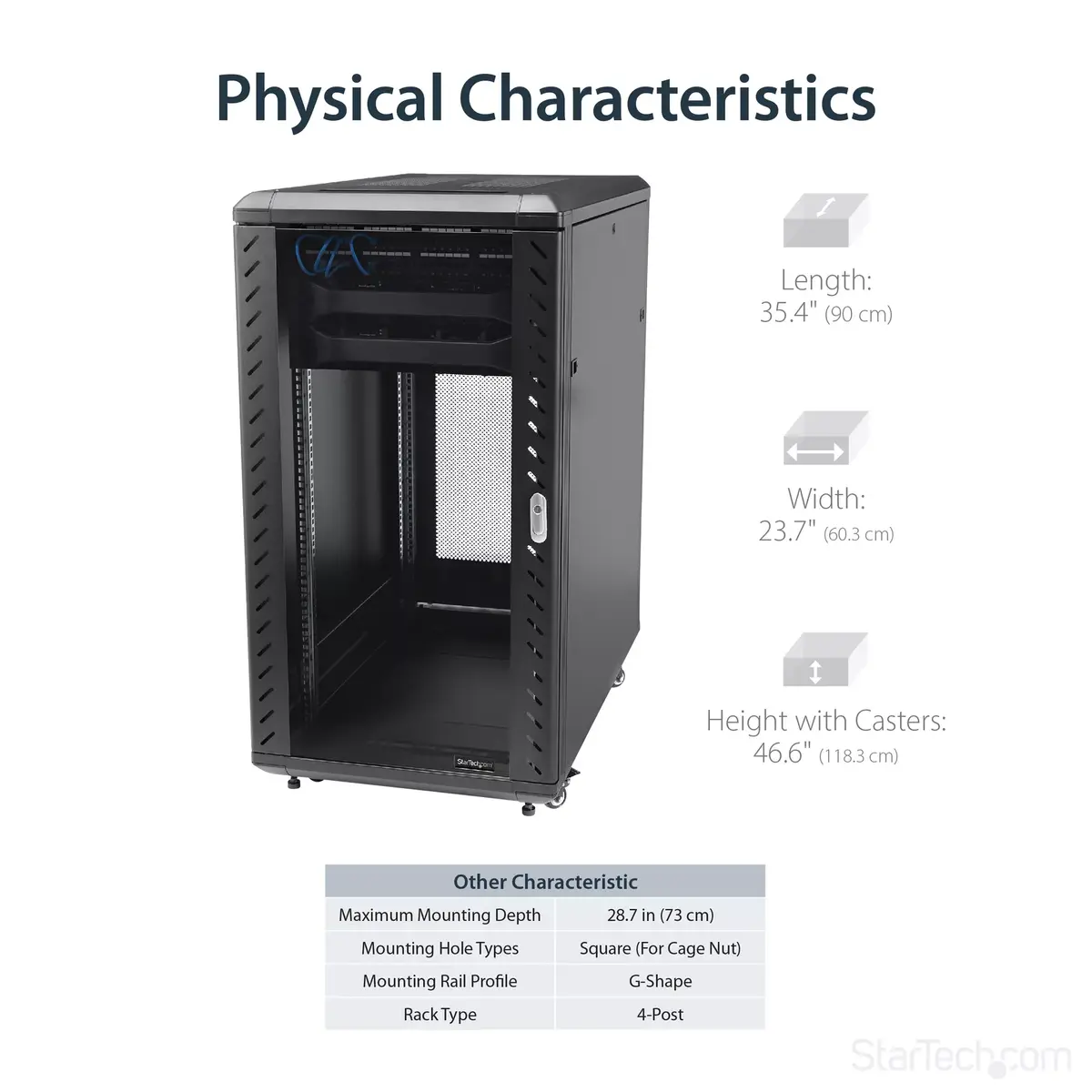 StarTech 22U 4-стоечный серверный шкаф RK2236BKF Photo 6